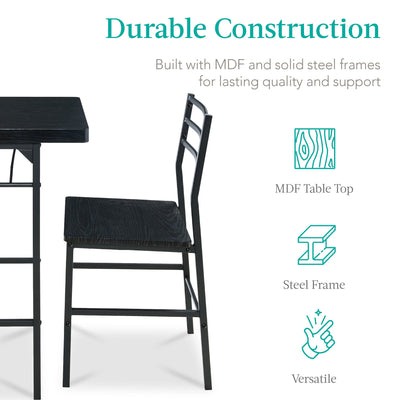 3-Piece Modern Square Dining Set w/ Storage Rack