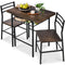 3-Piece Modern Square Dining Set w/ Storage Rack