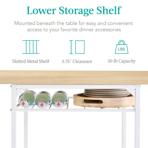 3-Piece Modern Square Dining Set w/ Storage Rack