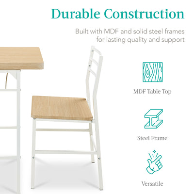 3-Piece Modern Square Dining Set w/ Storage Rack