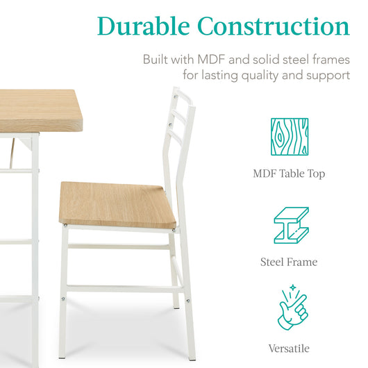 3-Piece Modern Square Dining Set w/ Storage Rack