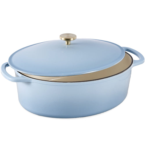 Oval Cast-Iron Dutch Oven Kitchen Cookware w/ Enamel - 7.5qt