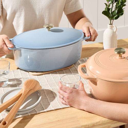 Oval Cast-Iron Dutch Oven Kitchen Cookware w/ Enamel - 7.5qt