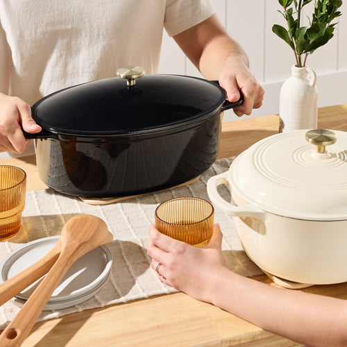 Oval Cast-Iron Dutch Oven Kitchen Cookware w/ Enamel - 7.5qt