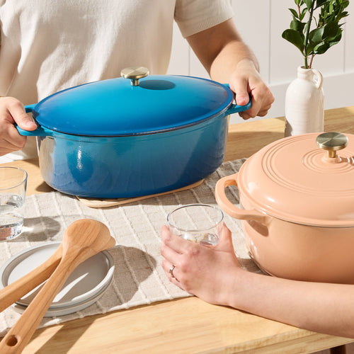 Oval Cast-Iron Dutch Oven Kitchen Cookware w/ Enamel - 7.5qt