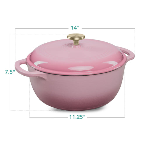 Cast-Iron Dutch Oven Kitchen Cookware w/ Enamel, Handles - 6qt