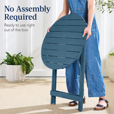 3-Piece Acacia Wood Bistro Set w/ Folding Table, 2 Chairs