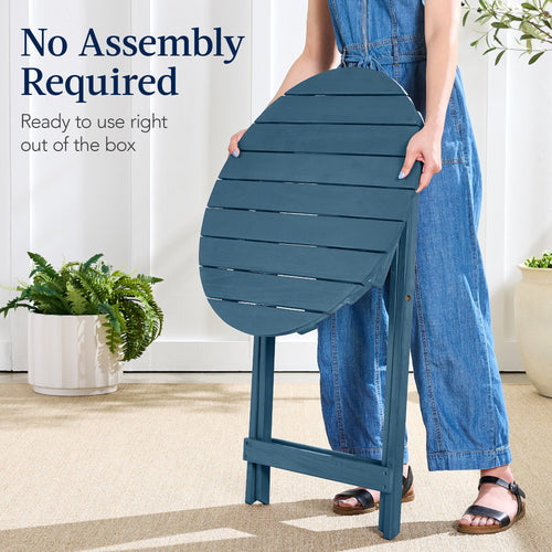 3-Piece Acacia Wood Bistro Set w/ Folding Table, 2 Chairs