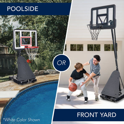 Adjustable 4.4-10ft Basketball Hoop, w/ Shatterproof Backboard,  Ball Return