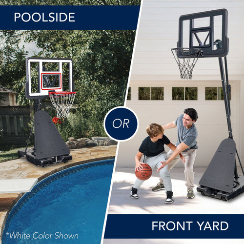 Adjustable 4.4-10ft Basketball Hoop, w/ Shatterproof Backboard,  Ball Return