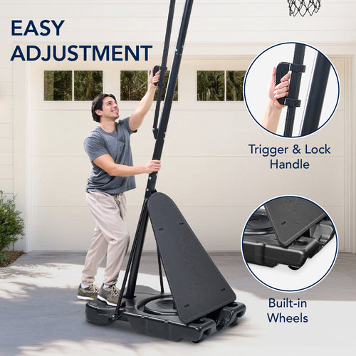 Adjustable 4.4-10ft Basketball Hoop, w/ Shatterproof Backboard,  Ball Return