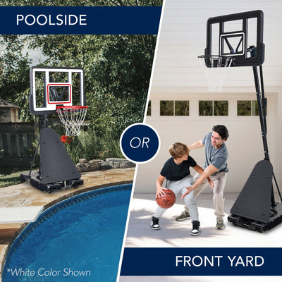 Adjustable 4.4-10ft Basketball Hoop, w/ Shatterproof Backboard,  Ball Return