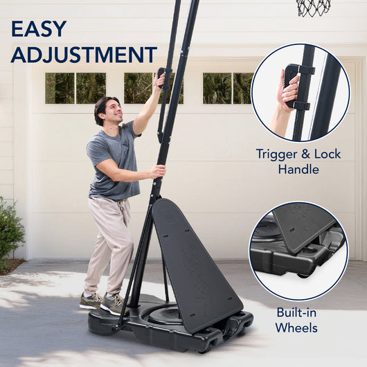 Adjustable 4.4-10ft Basketball Hoop, w/ Shatterproof Backboard,  Ball Return