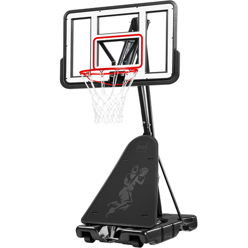Adjustable 4.4-10ft Basketball Hoop, w/ Shatterproof Backboard,  Ball Return