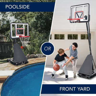 Adjustable 4.4-10ft Basketball Hoop, w/ Shatterproof Backboard,  Ball Return