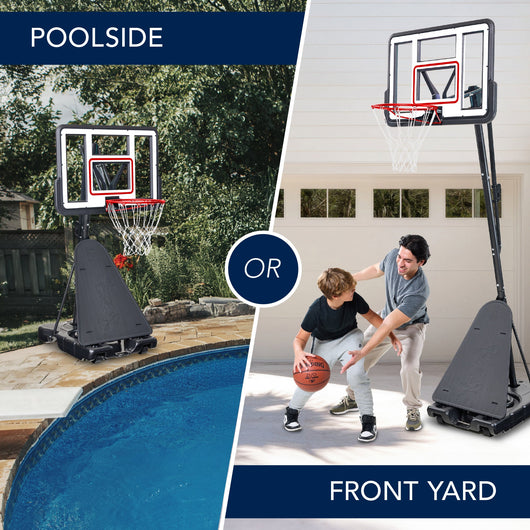 Adjustable 4.4-10ft Basketball Hoop, w/ Shatterproof Backboard,  Ball Return