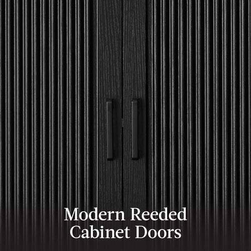 Arched 5-Tier Storage Cabinet w/ Reeded Doors, Adjustable Shelves - 72in