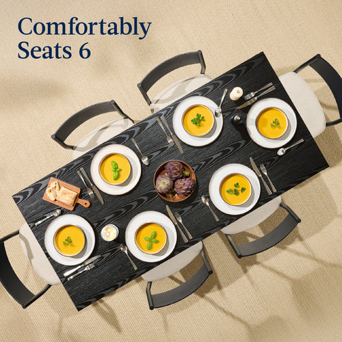 7-Piece Modern Dining Set, Kitchen Table w/ 6 Chairs, Metal Frame