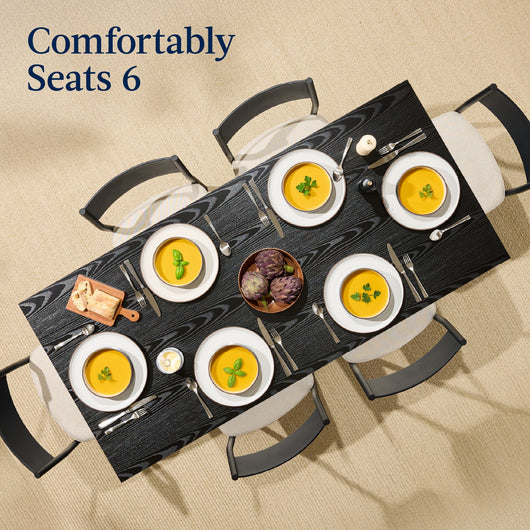 7-Piece Modern Dining Set, Kitchen Table w/ 6 Chairs, Metal Frame