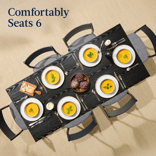 7-Piece Modern Dining Set, Kitchen Table w/ 6 Chairs, Metal Frame