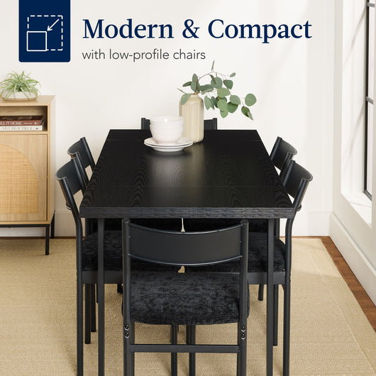 7-Piece Modern Dining Set, Kitchen Table w/ 6 Chairs, Metal Frame