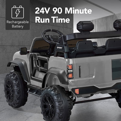 24V 2-Seater Electric Ride-On Car Truck w/ Parent Control, Bluetooth