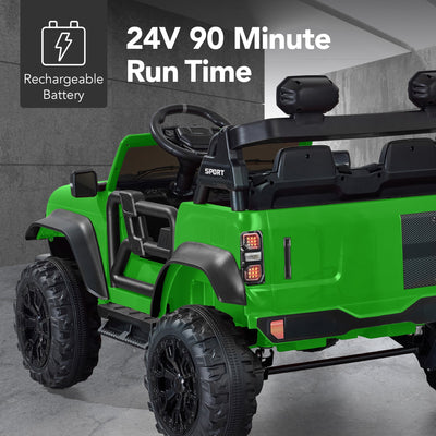 24V 2-Seater Electric Ride-On Car Truck w/ Parent Control, Bluetooth