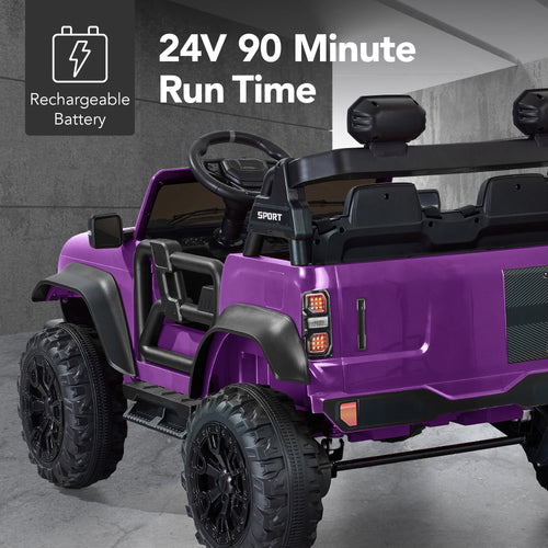 24V 2-Seater Electric Ride-On Car Truck w/ Parent Control, Bluetooth
