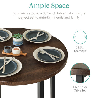 5-Piece Modern Round Counter Height Dining Set w/ 4 Chairs