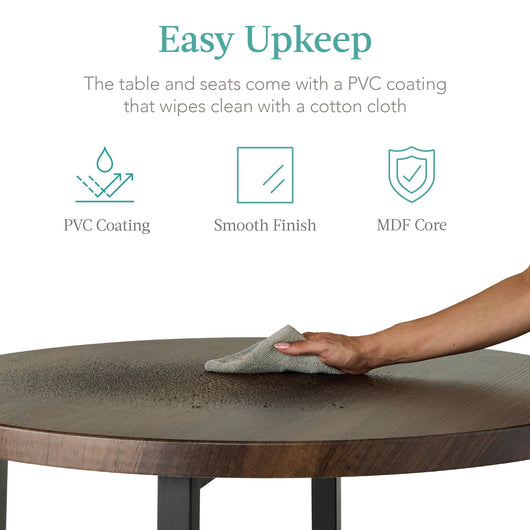 5-Piece Modern Round Counter Height Dining Set w/ 4 Chairs