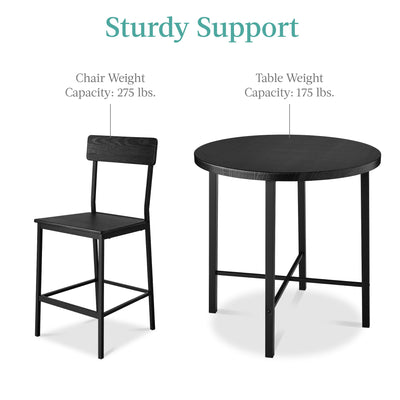 5-Piece Modern Round Counter Height Dining Set w/ 4 Chairs