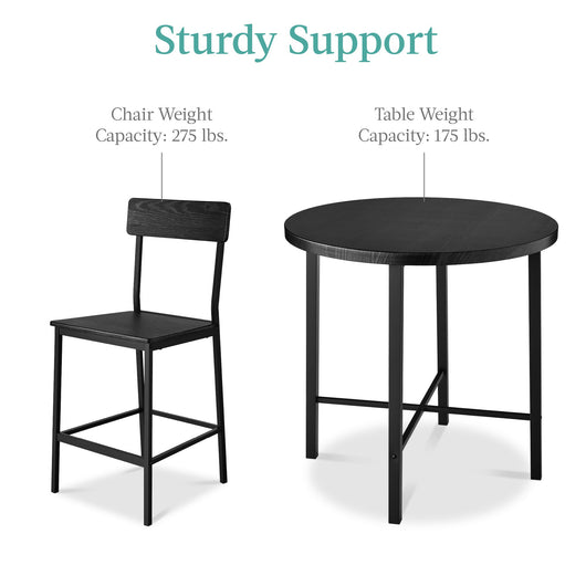 5-Piece Modern Round Counter Height Dining Set w/ 4 Chairs