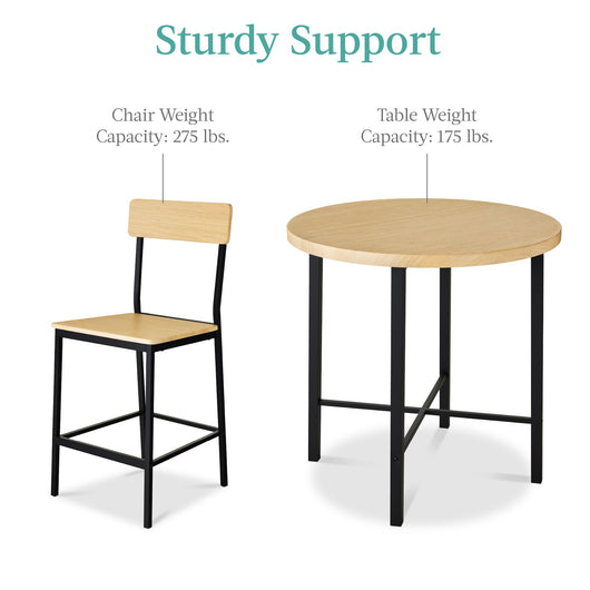 5-Piece Modern Round Counter Height Dining Set w/ 4 Chairs