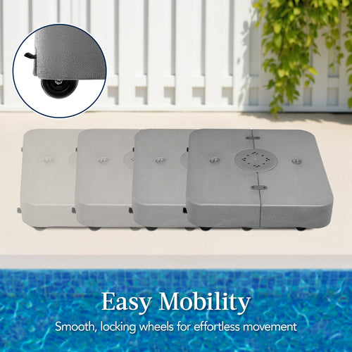 Outdoor Cantilever Base w/ Wheels, Locks, Fillable 330lb Capacity