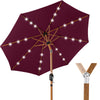 Woodgrain Pattern Solar LED Lighted Patio Umbrella w/ Adjustable Tilt - 10ft