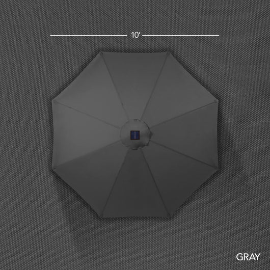 Woodgrain Pattern Solar LED Lighted Patio Umbrella w/ Adjustable Tilt - 10ft