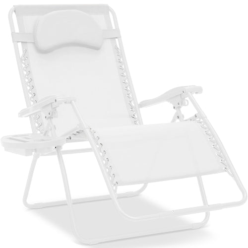 Oversized Reclining Zero Gravity Chair Lounger w/ Cup Holder, Pillow