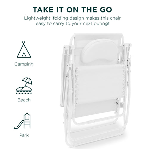 Oversized Reclining Zero Gravity Chair Lounger w/ Cup Holder, Pillow