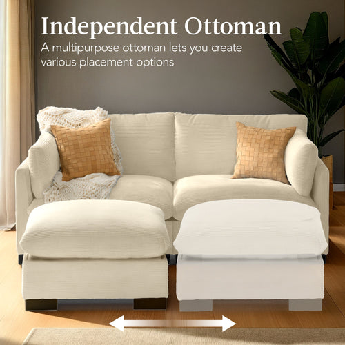 Modular Sectional Pillowtop Sofa w/ Ottoman & Storage  82in