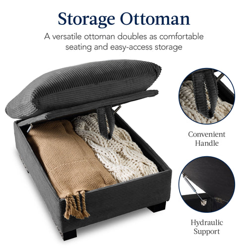 Modular Sectional Pillowtop Sofa w/ Ottoman & Storage  82in