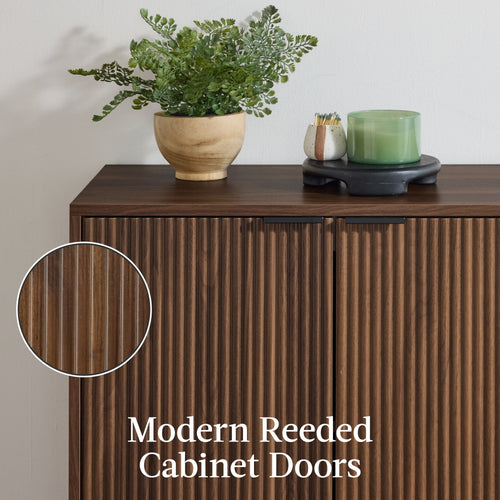 2-Door Reeded Storage Cabinet, Accent Furniture, Sideboard
