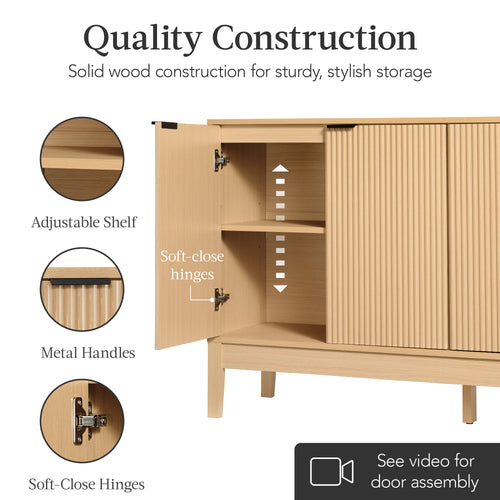 4-Door Reeded Storage Cabinet, Accent Furniture, Sideboard