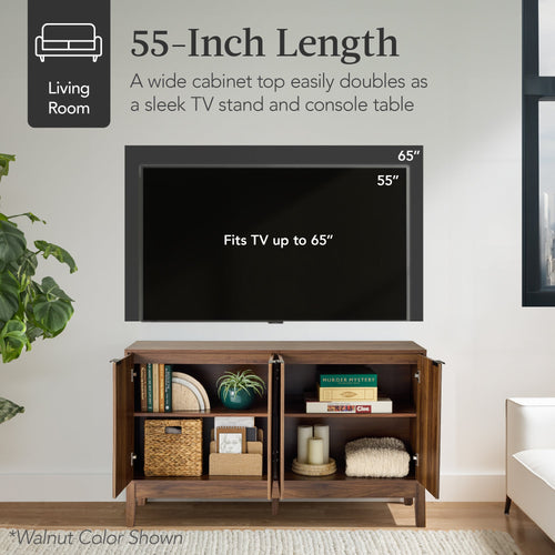 4-Door Reeded Storage Cabinet, Accent Furniture, Sideboard