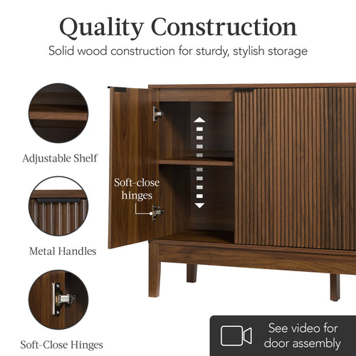 4-Door Reeded Storage Cabinet, Accent Furniture, Sideboard