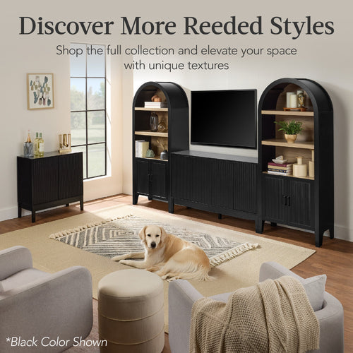 4-Door Reeded Storage Cabinet, Accent Furniture, Sideboard