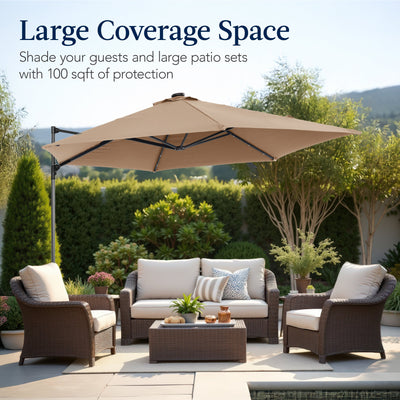 360 LED Rotating Cantilever Offset Patio Umbrella - 10ft