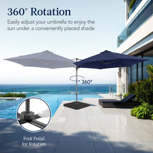 360 LED Rotating Cantilever Offset Patio Umbrella - 10ft