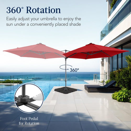 360 LED Rotating Cantilever Offset Patio Umbrella - 10ft