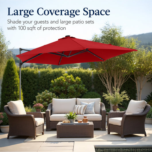 360 LED Rotating Cantilever Offset Patio Umbrella - 10ft