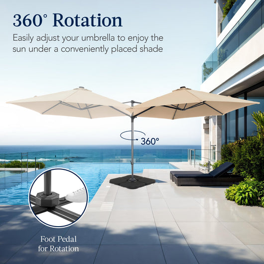 360 LED Rotating Cantilever Offset Patio Umbrella - 10ft
